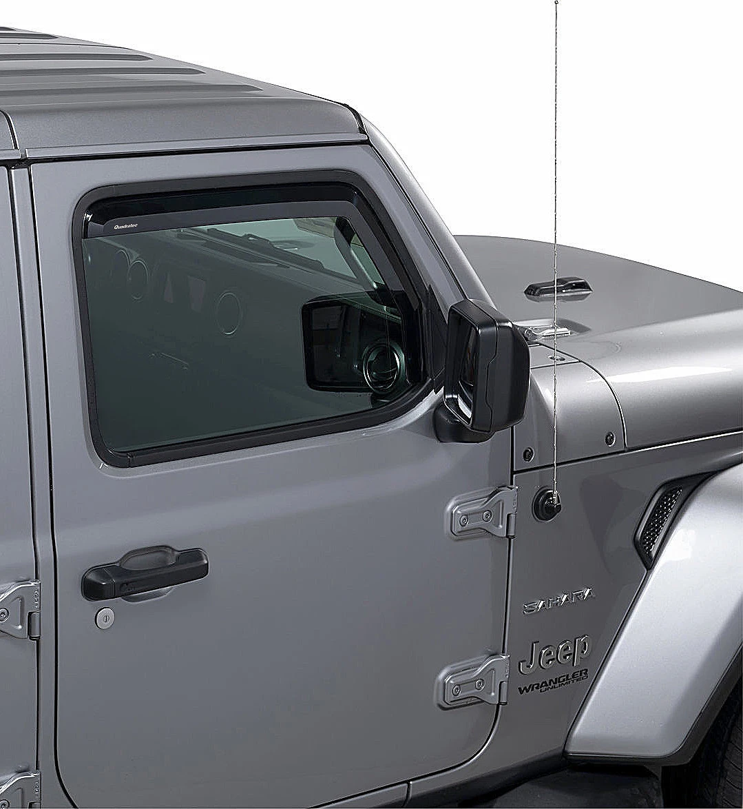 Quadratec 580220Q Tinted Window Visors Set of 2 (Front Only) for 18-26 Jeep Wrangler JL & Gladiator JT