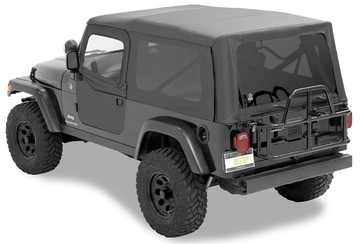 Bestop Supertop NX Soft Top with 2 Piece Soft Doors and Tinted Windows In Black Diamond for 04-06 Jeep Wrangler Unlimited TJ