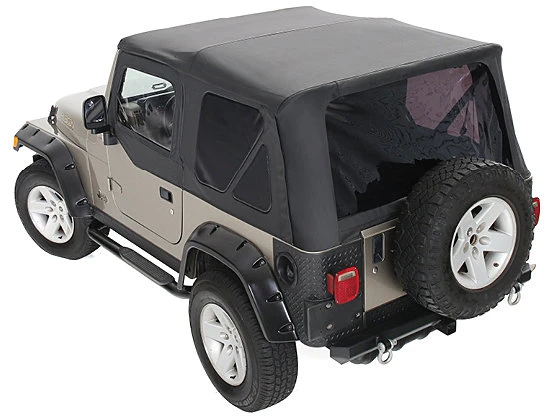 King 4WD 14010135 Premium Replacement Soft Top with Upper Doors for 97-06 Jeep Wrangler TJ
