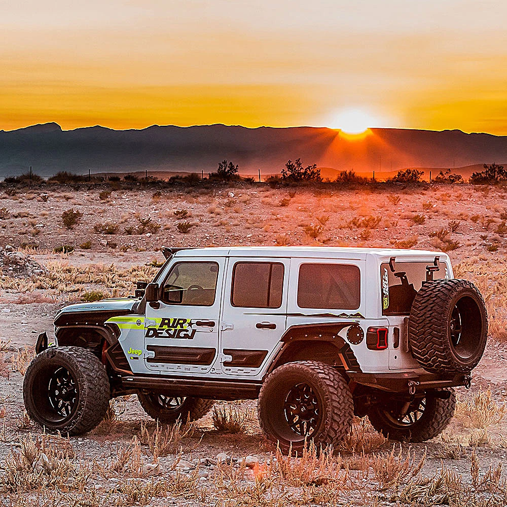 Air Design JE05A15 High Top Fender Flare Set in Satin Black for 18-26 Jeep Wrangler JL