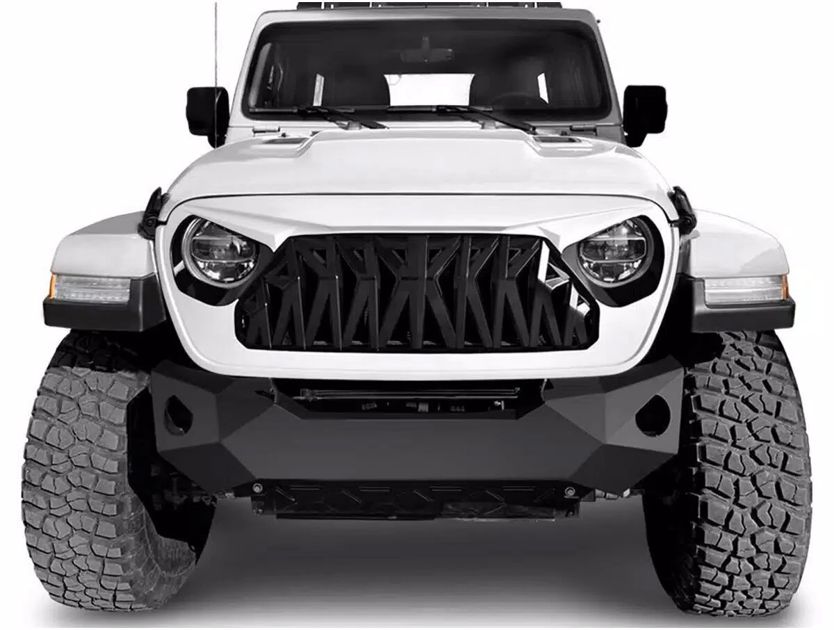 American Modified AMJPCA00105 Shark Grille - in White & Black for 18-26 Jeep Wrangler JL & Gladiator JT W/O TrailCam
