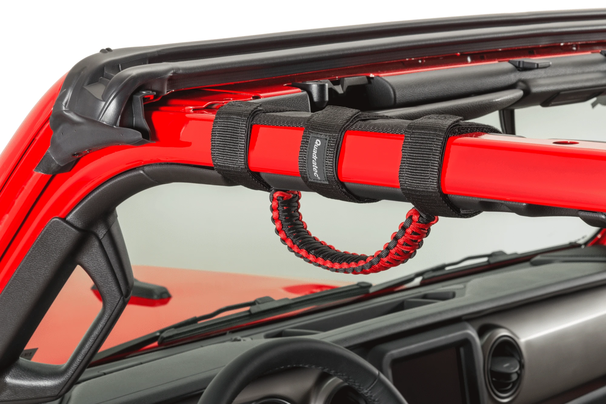 Quadratec 550 Paracord Front Grab Handle Pair in Pink for 97-23 Jeep Wrangler TJ, JK, JL & Gladiator JT