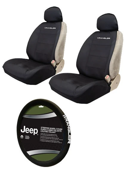 Plasticolor Wrangler Logo Neoprene Interior Combo for Jeep Vehicles with Removable Headrests