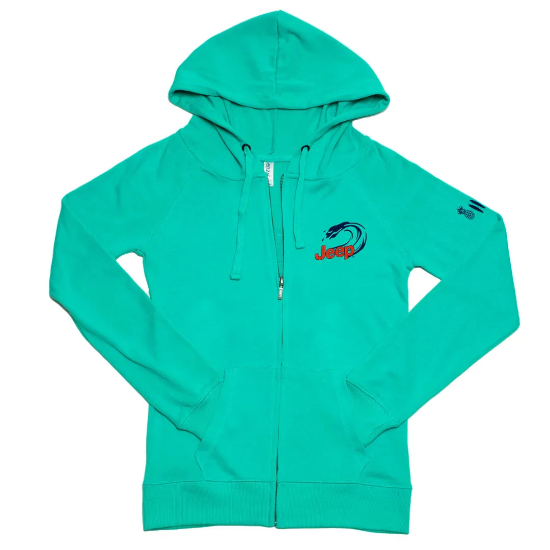 Jeep Merchandise LZH-JBchnSeaglas2 Ladies Jeep Beachin' Good Time Zip-Hoodie in Deep Seaglass - 2XL