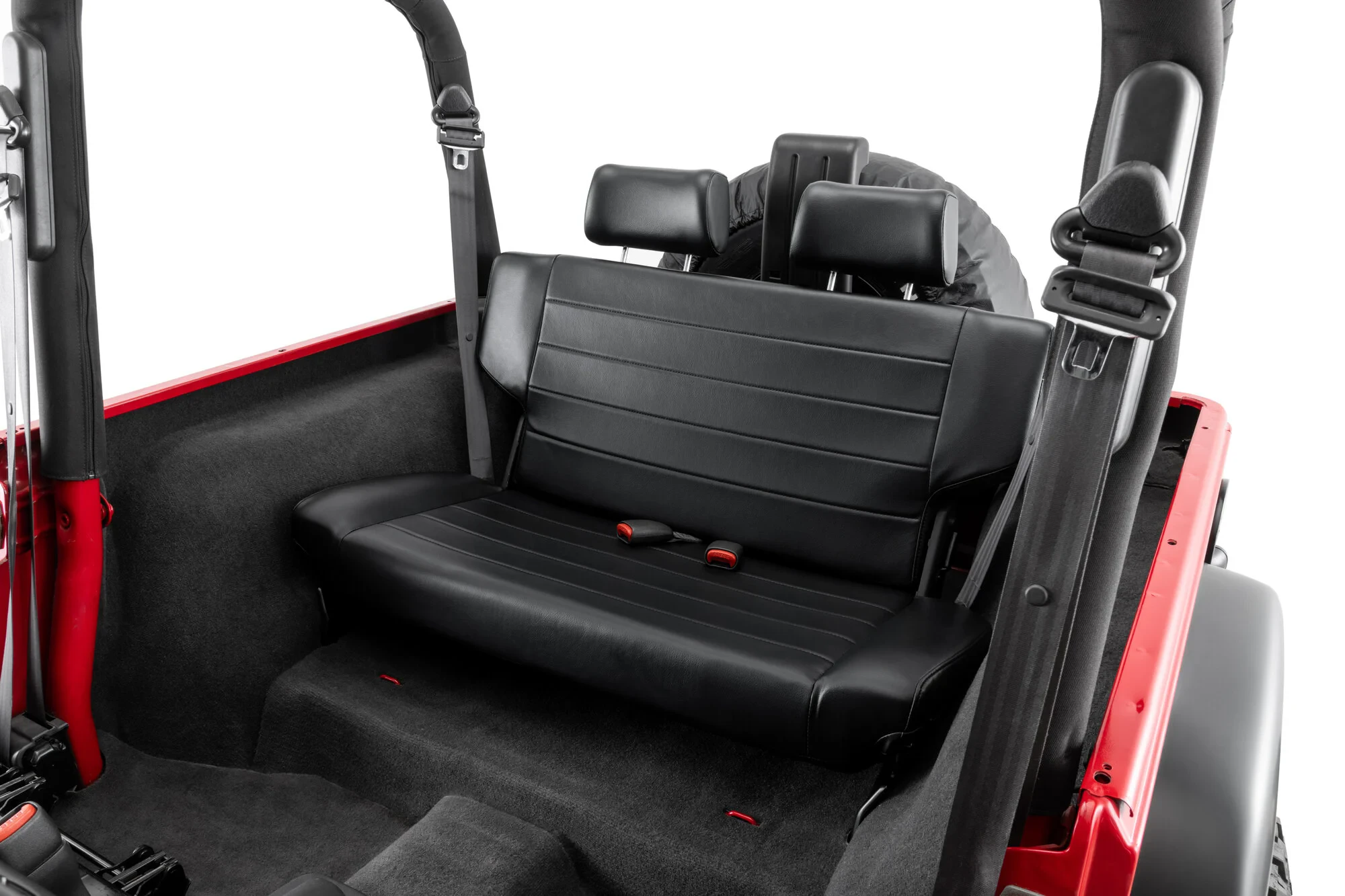 Quadratec Heritage Fold & Tumble Rear Bench Seat in Spice for 97-06 Jeep Wrangler TJ