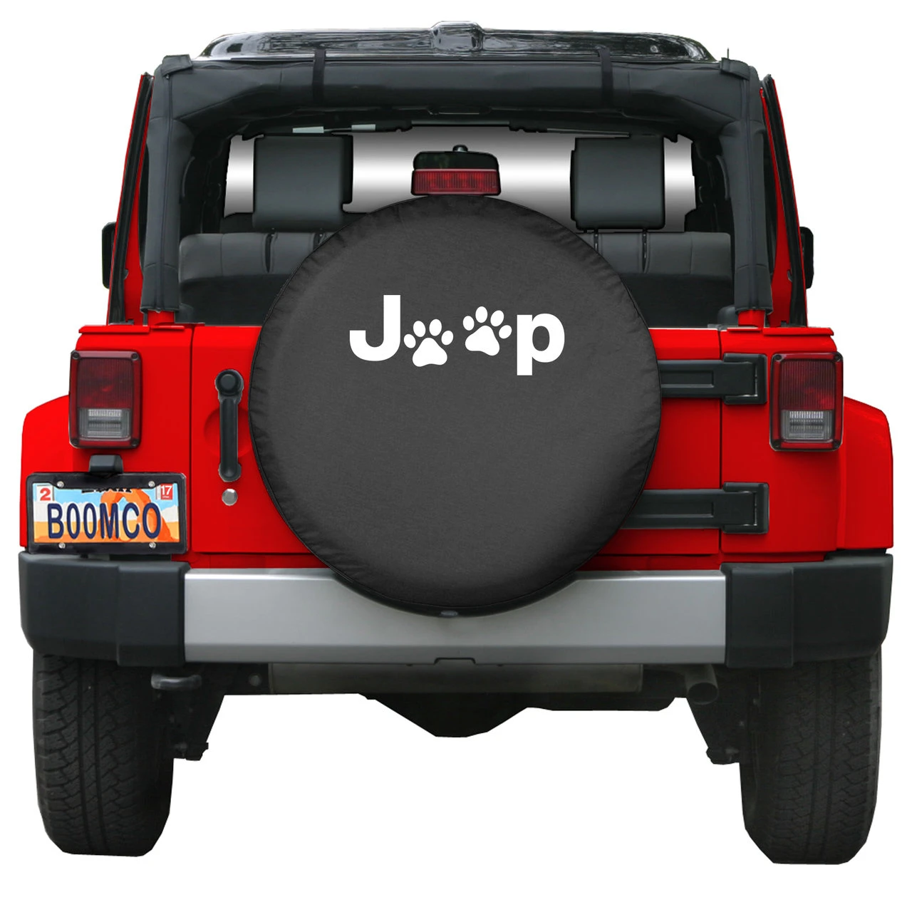 Boomerang Enterprises TC-JPAWS32 Jeep Paw Print Logo Tire Cover for 87-18 Jeep Wrangler YJ, TJ, & JK with 32in Spare Tire