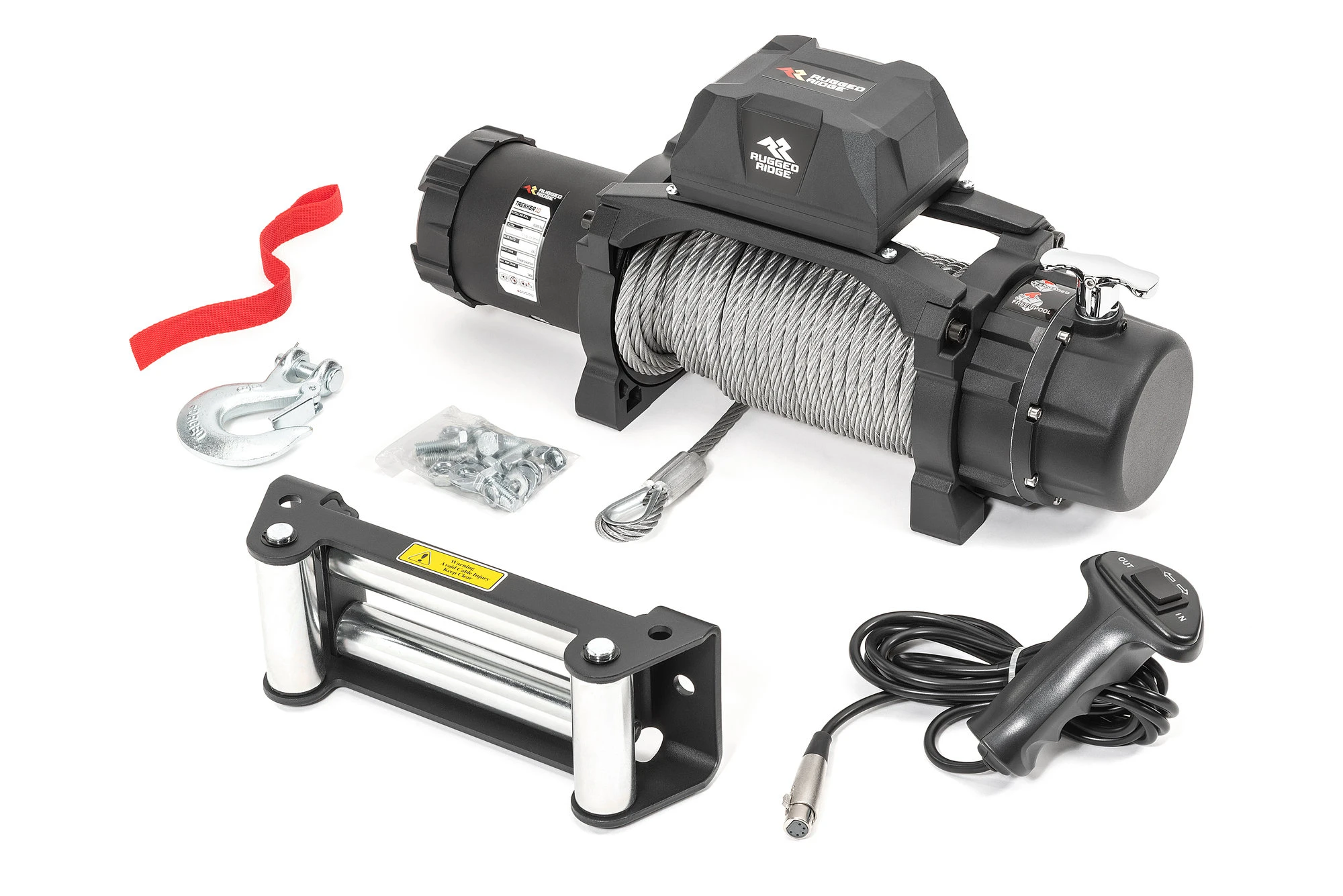 Rugged Ridge 15100.24 Trekker Series Winch 12,500 lbs with Steel Line and Wired Remote