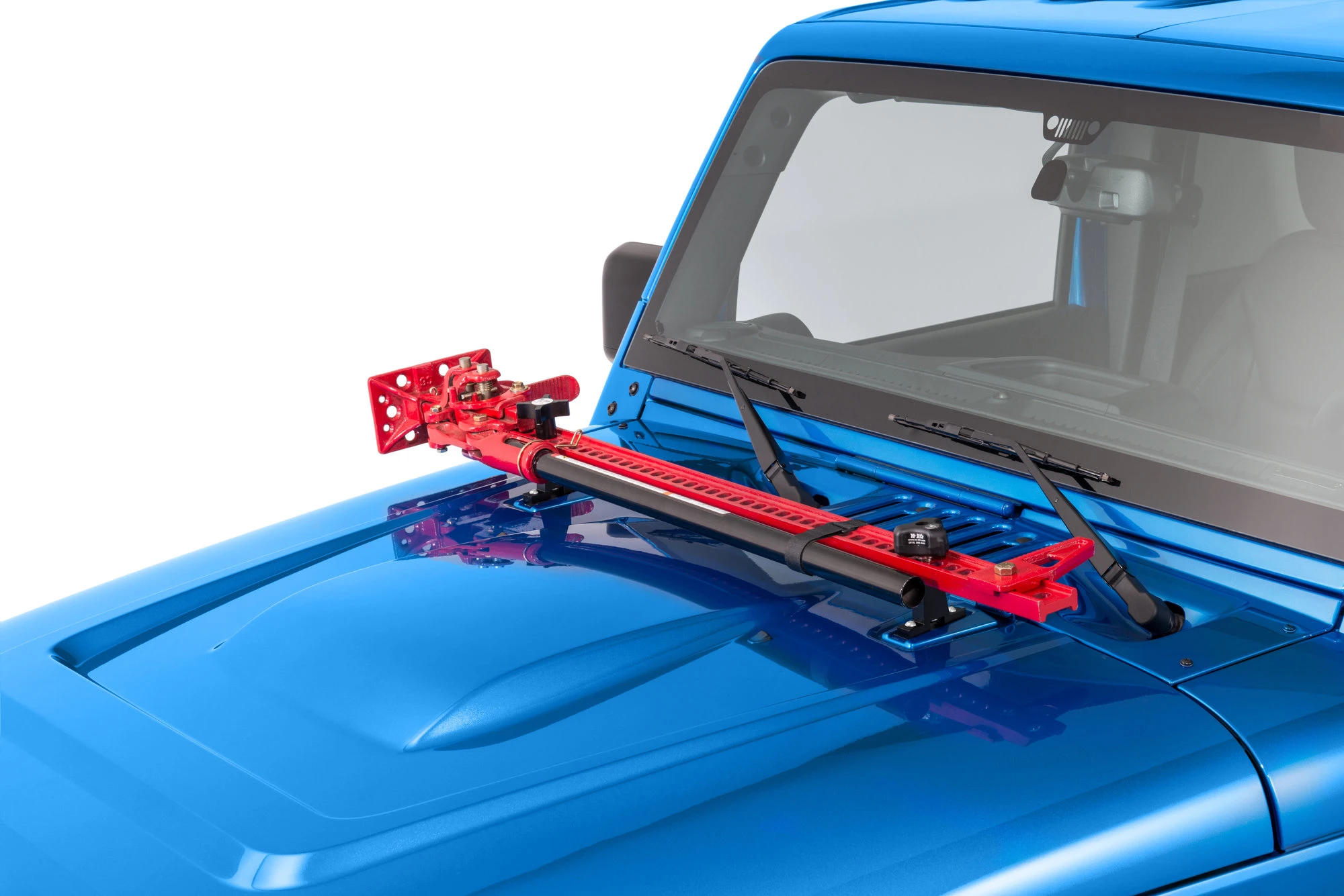 Hi-Lift Jack Cast Iron 48" Red Jack with Hood Mount & Hood Mount Lock for 07-18 Jeep Wrangler JK