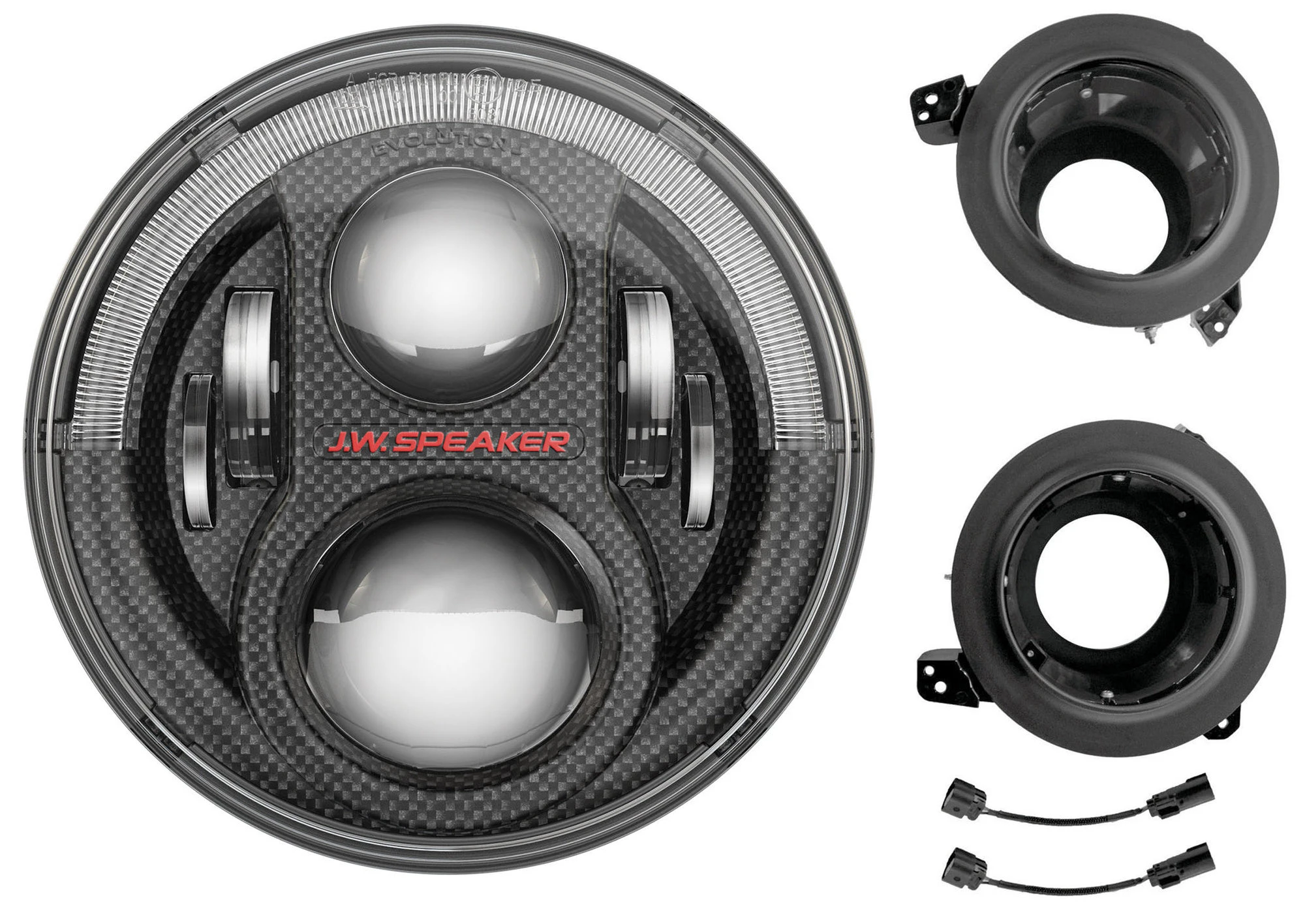 J.W. Speaker Model 8700 Evolution J2 Series 7" LED Headlight Pair with Mounting Kit in Black for 18-26 Jeep Wrangler JL & Gladiator JT
