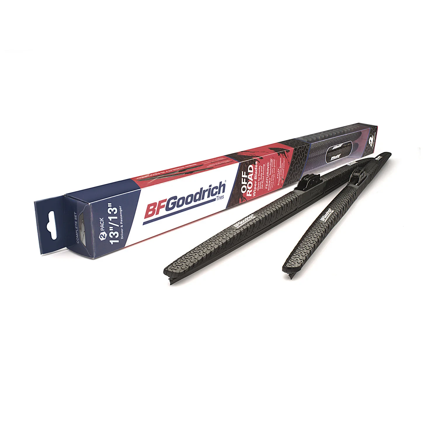 BFGoodrich Off Road Wiper Blades with WeatherTread™ and Scrub-X™ Technologies for 97-23 Jeep Wrangler TJ, JK, JL & Gladiator JT; 84-01 Cherokee XJ, 93-98 Grand Cherokee ZJ