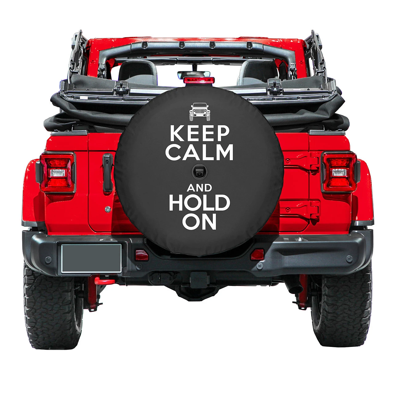 Boomerang Enterprises Keep Calm and Hold On Logo Tire Cover for 18-26 Jeep Wrangler JL